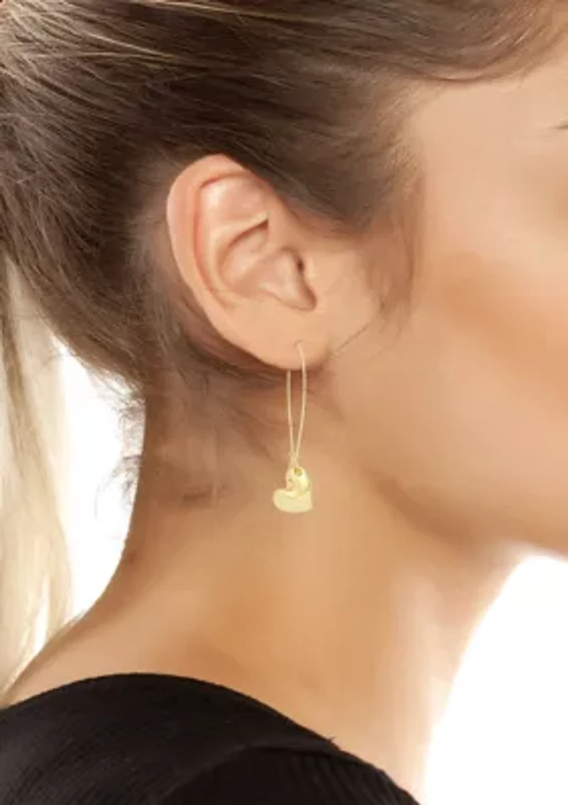 Heart Dangle French Wire Earrings