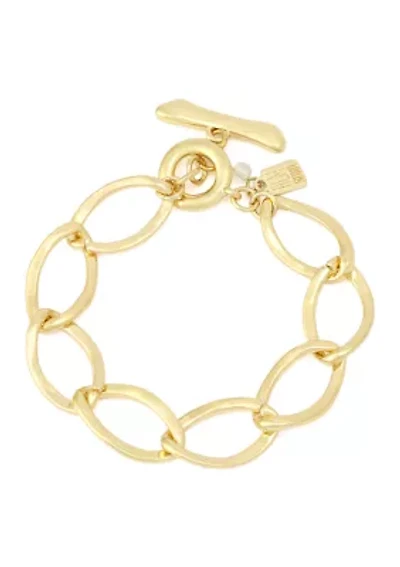 Link Gold Tone Toggle Bracelet