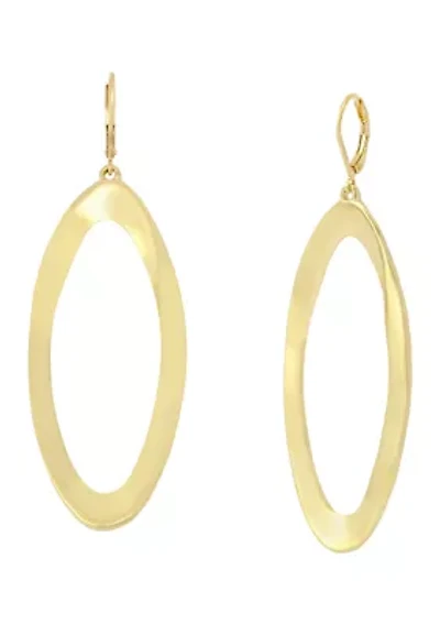 Oval Gold Tone Drop Earrings