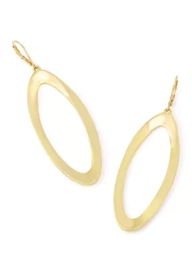Oval Gold Tone Drop Earrings