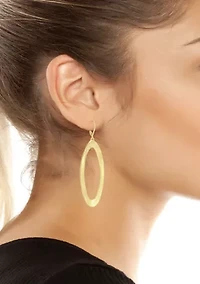 Oval Gold Tone Drop Earrings