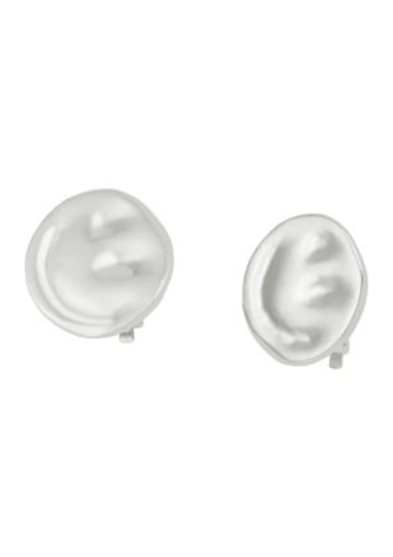 Textured Disc Clip Earrings