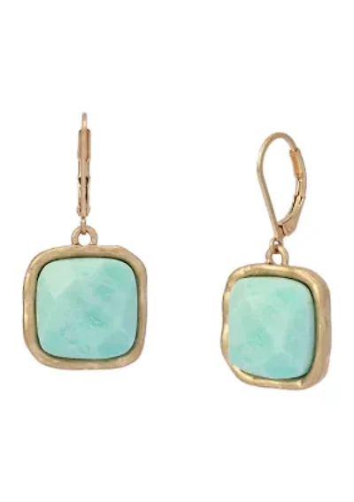 Turquoise Color Stone Drop Earrings