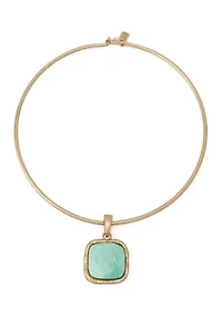 Turquoise Stone Pendant Wire Necklace