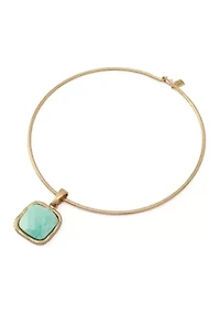 Turquoise Stone Pendant Wire Necklace