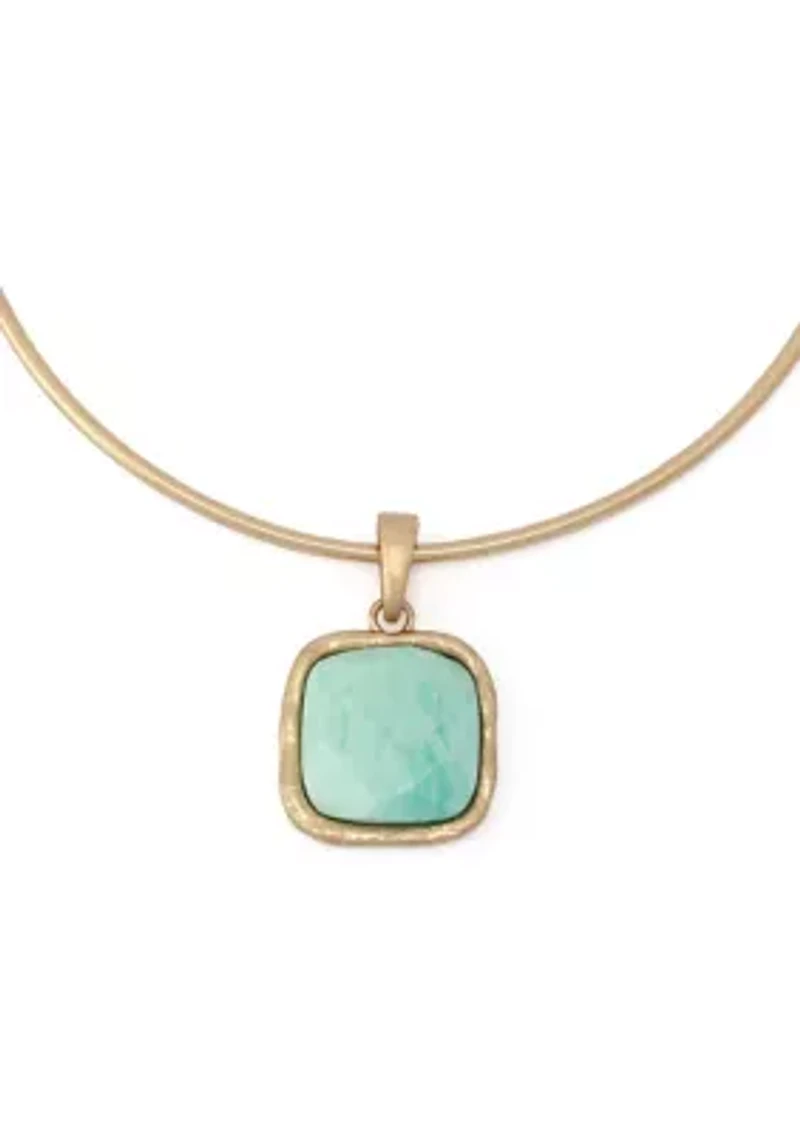 Turquoise Stone Pendant Wire Necklace