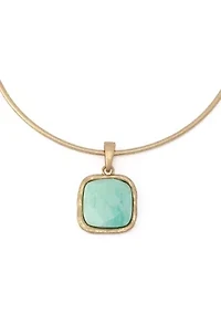 Turquoise Stone Pendant Wire Necklace
