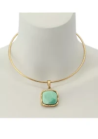 Turquoise Stone Pendant Wire Necklace