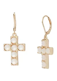 Mother of Pearl Cross Drop Earrings