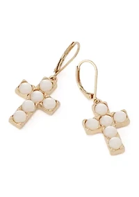 Mother of Pearl Cross Drop Earrings