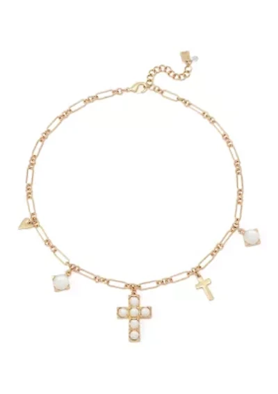 Mother of Pearl Cross Bib Necklace