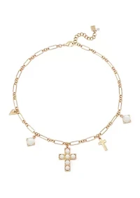 Mother of Pearl Cross Bib Necklace