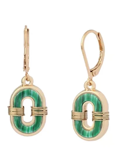 Malachite Link Drop Earrings