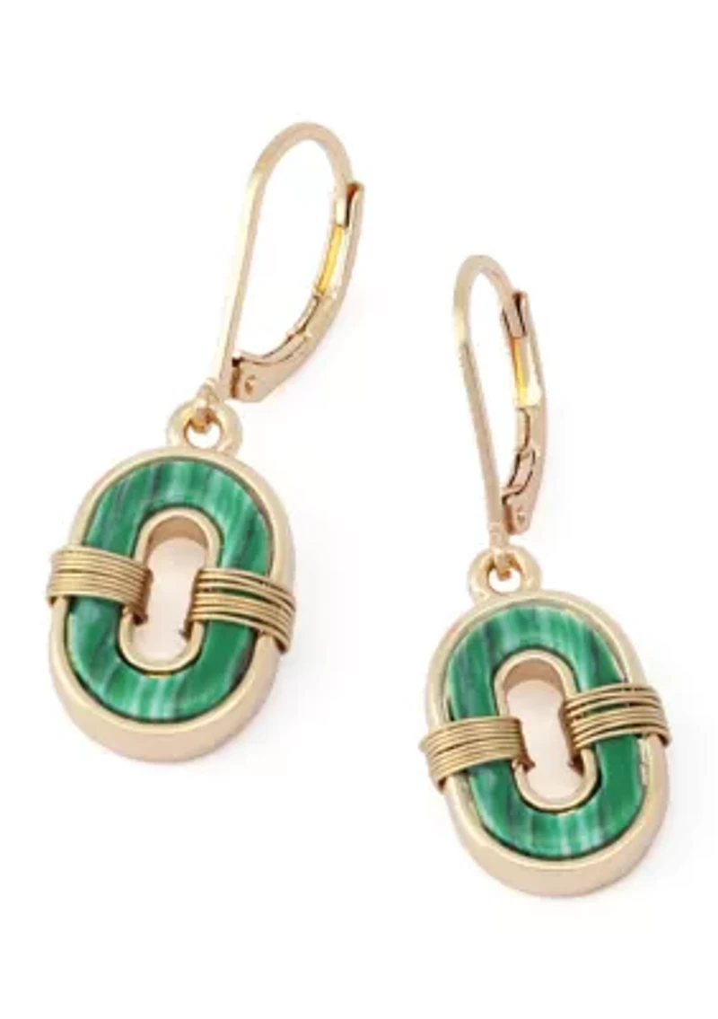 Malachite Link Drop Earrings