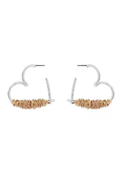 Heart Wire Wrap Hoop Earrings