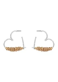 Heart Wire Wrap Hoop Earrings