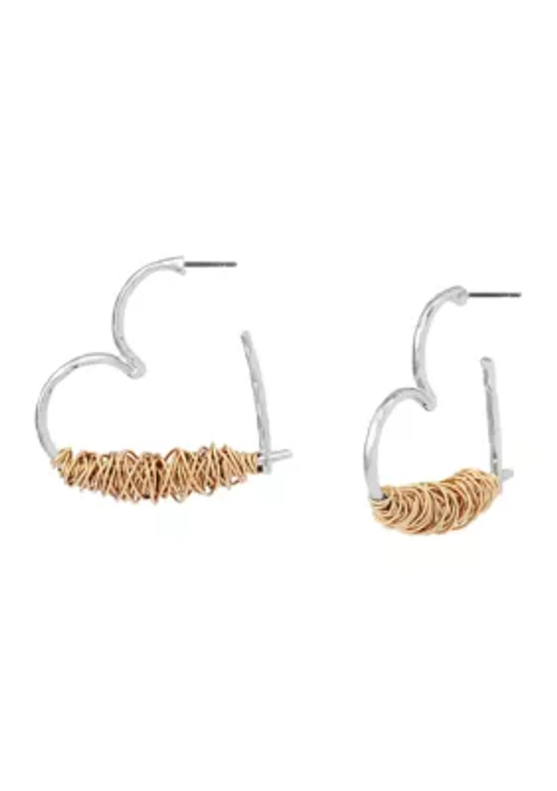 Heart Wire Wrap Hoop Earrings