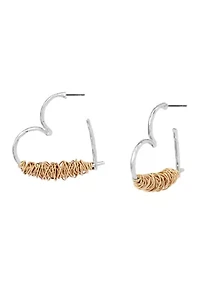 Heart Wire Wrap Hoop Earrings
