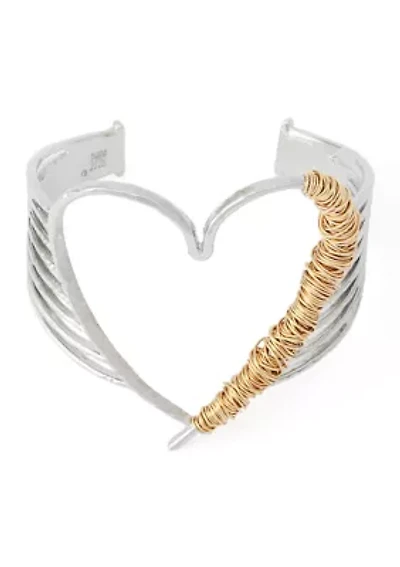 Wire Heart Cuff Bracelet