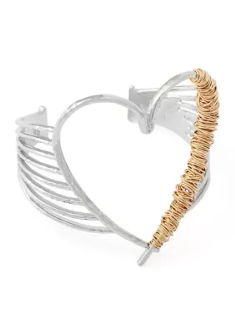 Wire Heart Cuff Bracelet
