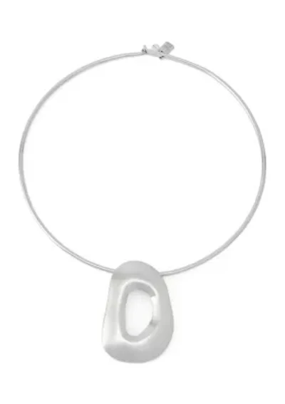 Sculpted Link Pendant Wire Collar Necklace