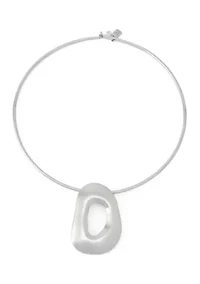 Sculpted Link Pendant Wire Collar Necklace