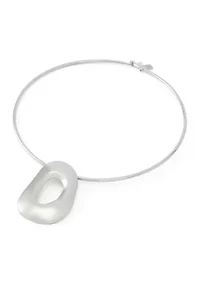 Sculpted Link Pendant Wire Collar Necklace