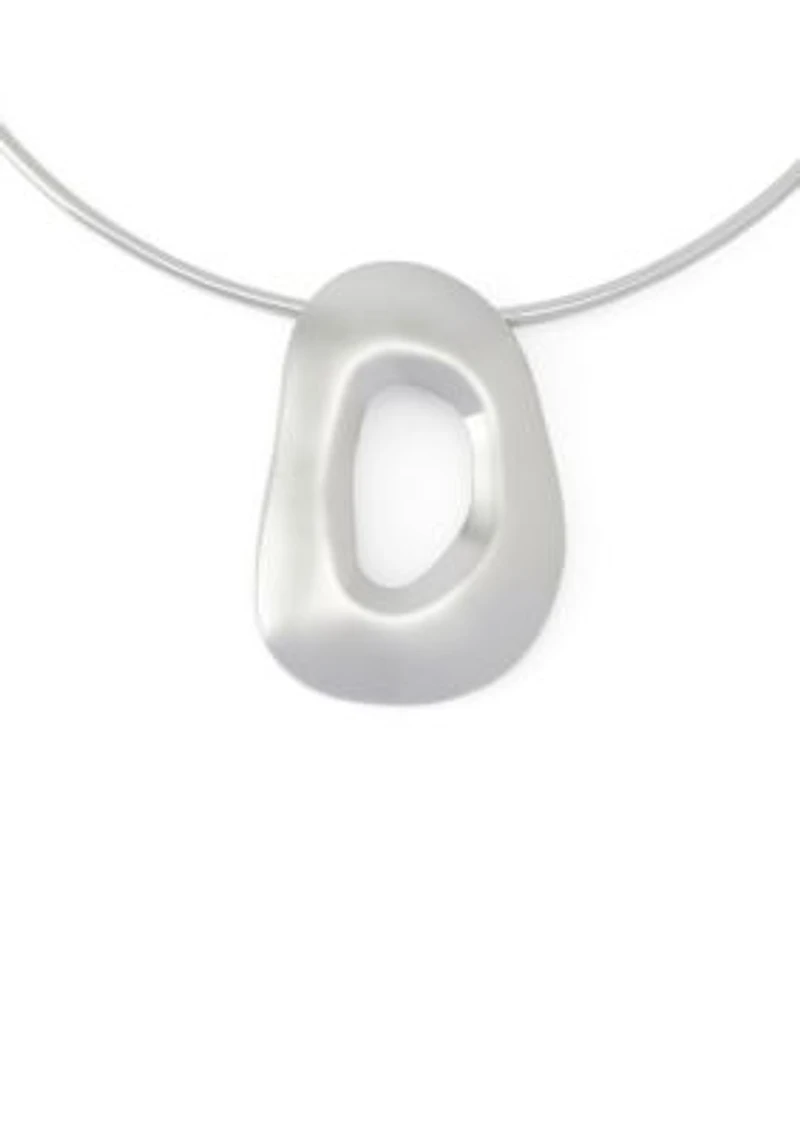Sculpted Link Pendant Wire Collar Necklace