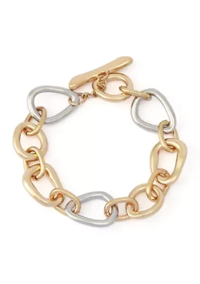 Two-Tone Sculpted Link Bracelet