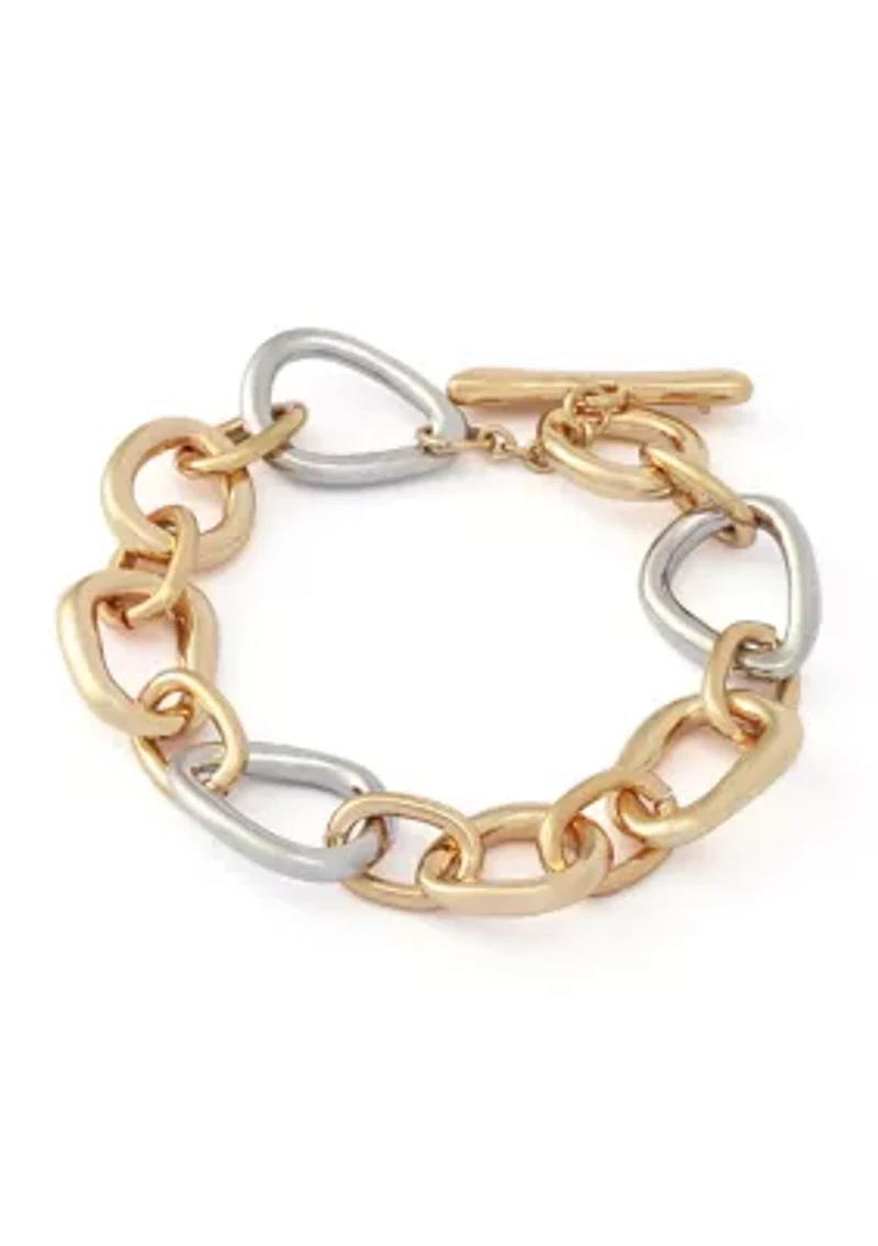 Two-Tone Sculpted Link Bracelet