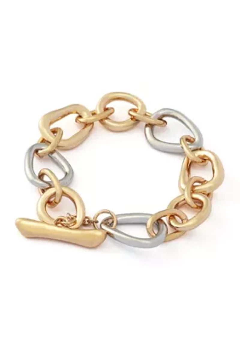 Two-Tone Sculpted Link Bracelet