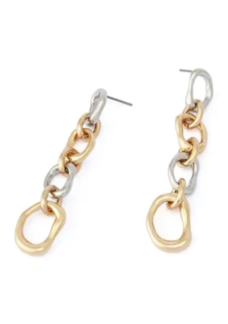 Sculpted Link Linear Earrings