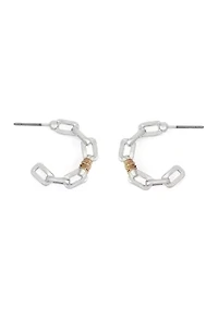 Small Wire Two Tone C Hoop Earrings 