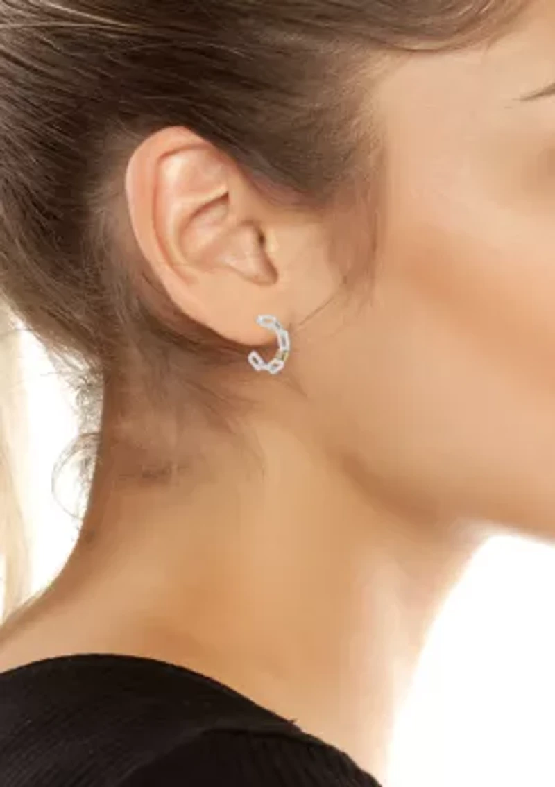 Small Wire Two Tone C Hoop Earrings 