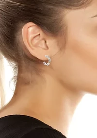Small Wire Two Tone C Hoop Earrings 