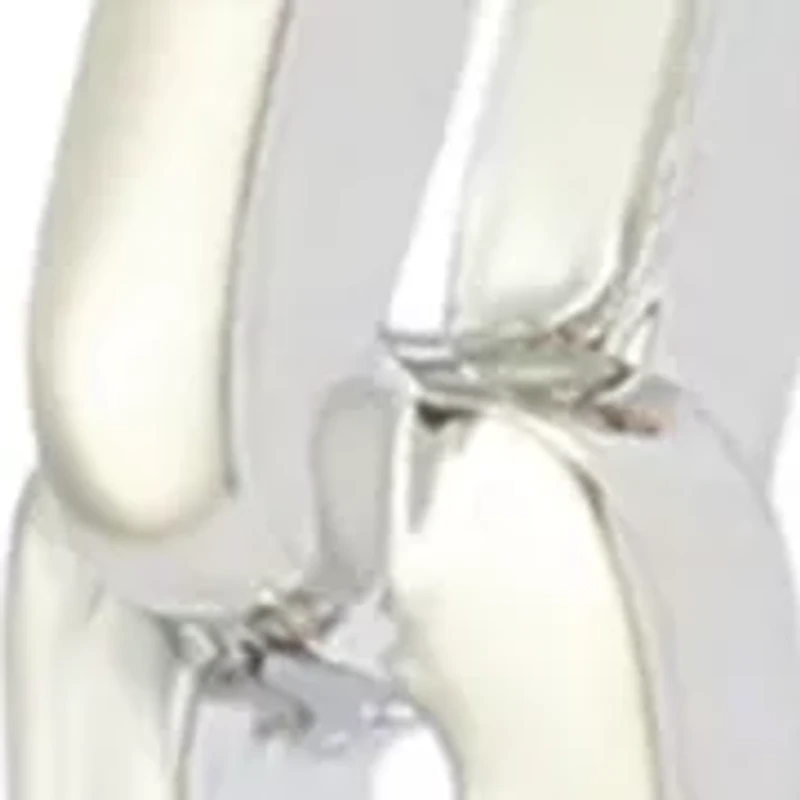 Two Tone Wire Chain C Hoop Earrings 
