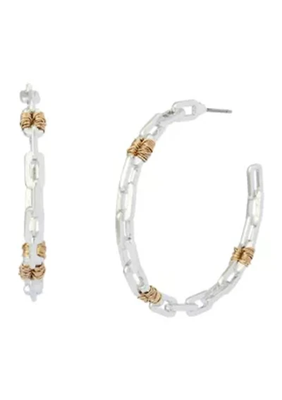 Large Paper Clip Wire Hoop Earrings 