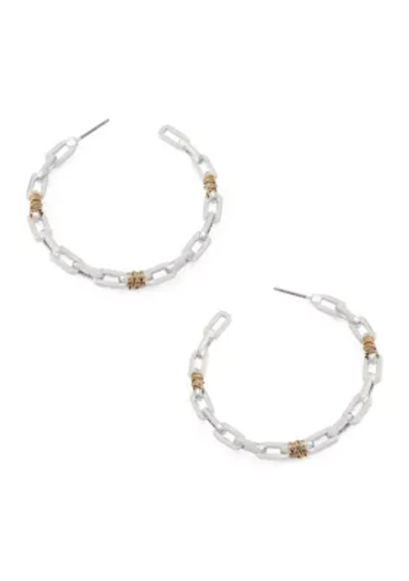 Large Paper Clip Wire Hoop Earrings 