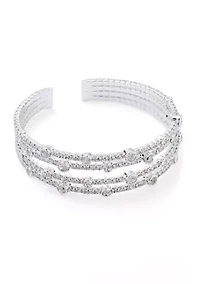 Four Row Sparkling Cuff Bracelet