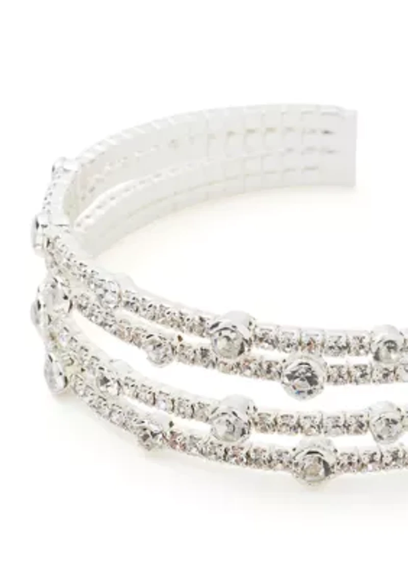 Four Row Sparkling Cuff Bracelet