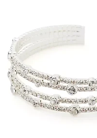Four Row Sparkling Cuff Bracelet
