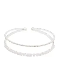 Two Row Crystal Stretch Cuff Bracelet