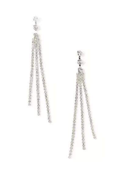 Silver Tone Wispy Fringe Drop Earrings