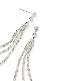 Silver Tone Wispy Fringe Drop Earrings