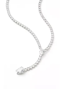 Silver Tone Pear Drop Y Necklace