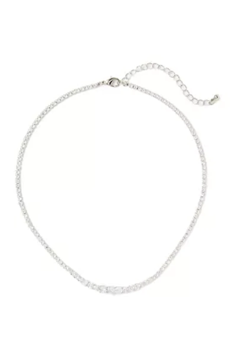 Silver Tone Easy Tennis Frontal Collar Necklace