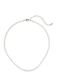 Silver Tone Easy Tennis Frontal Collar Necklace