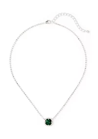 Silver Tone Soiree Sparkle Pendant Necklace