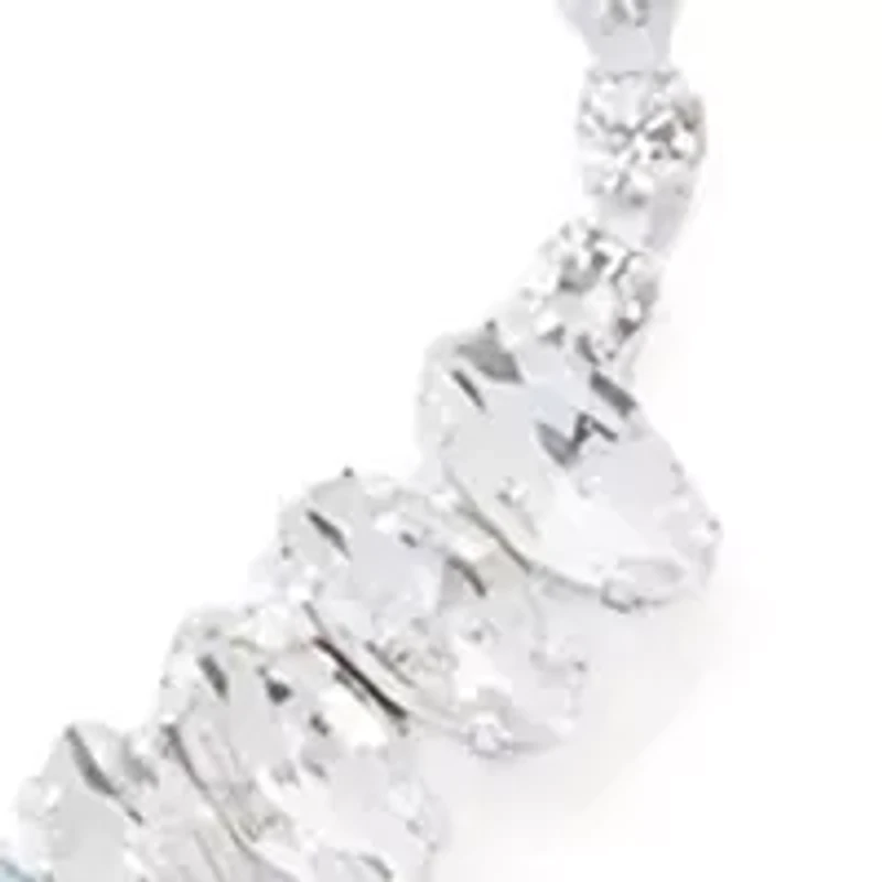 Silver Tone Frontal Navete Two Row Necklace