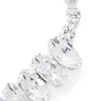 Silver Tone Frontal Navete Two Row Necklace